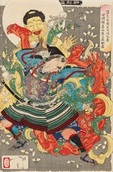 Gamo Sadahide’s Retainer, Toki Motosada, Hurling a Demon King to the Ground