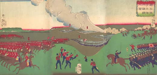 Illustration of Cavalry, Infantry and Soldiers Retreating Kiheitai, hoheitai