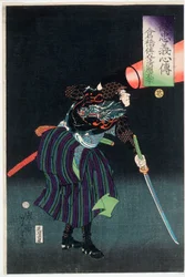 Kurahashi Densuke Kiyohara no Takeyuki Holding a Lantern