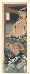 The drunken Lu Chi Shen destroys the temple guardian figure of the temple Godaizan