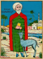 Sheikh Sidi Ahmed al-Tijani, founder of the Sunni order Al-Tijaniyya, in the 18th century. Popular imagery, Tunisia