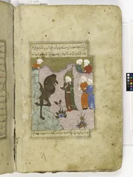 Salih Bringing Forth a Camel from a Rock, illustration from 