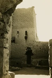 Interior of large keep (qasr) of Monastery of St Simeon, Aswan, Egypt