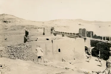 Monastery of St Simeon, Looking Towards Lower Terrace, Aswan, Egypt, with Ugo Monneret de Villard Standing with His Back to Camera