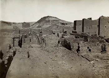 Monastery of St Simeon, seen from terraced area to southwest, Aswan, Egypt