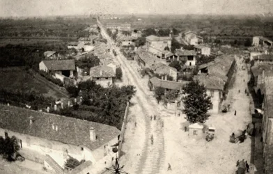 Panoramic shot of the city of Romans, taken from the bell tower of the church during WWI