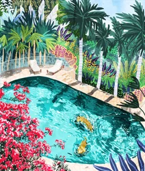 Tigers In Tropical Pool