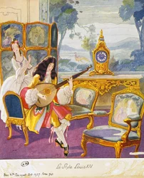 Scene in style of Louis XIV, theatrical setting
