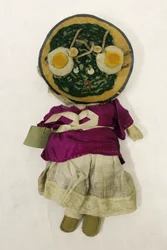 Miss Spinach rag doll, head in the shape of a plate of spinach and eggs