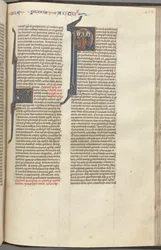 Acts, historiated initial P, the Ascension, c. 1275-1300 (Fol. 463r)