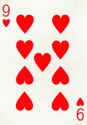 9 of Hearts from a deck of Goodall & Son Ltd. playing cards