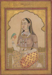 A Bejewelled Maiden with a Parakeet