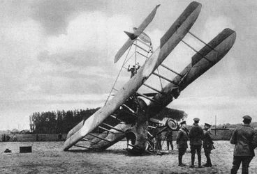 A British Vickers Vimy Biplane, Crashed South-West of Lille, France, World War I