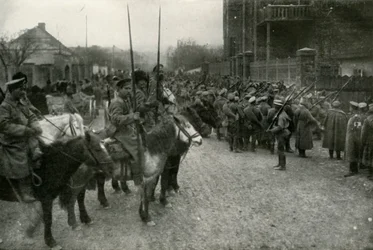 A Cossack Patrol and Russian Infantry