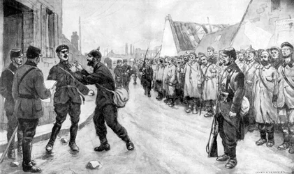 A German Prisoner Dares to Attack an Officer, France, World War I