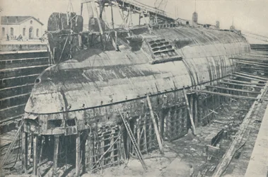 A Great Feat Partly Accomplished. The Leonardo da Vinci Resting in Dry Dock