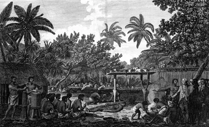 A Human Sacrifice in a Morai, in Otaheite, in the presence of Captain Cook, c1773