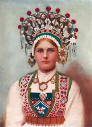 A Norwegian girl in bridal dress, 1912