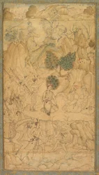 A Prince Visiting a Holy Man in a Rocky Landscape