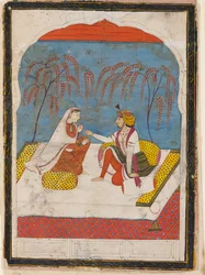 A Raja offering a bracelet to a lady, 19th century