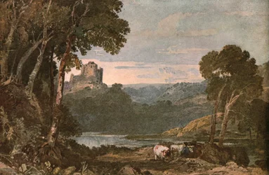 A River Scene with Cows, c1900