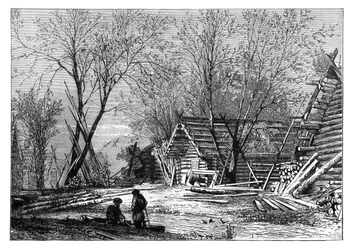 A Russian village on the banks of the Volga