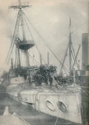 A Salvage Triumph. The Cruiser Gladiator, Supported by Salvage Tugs, 1908