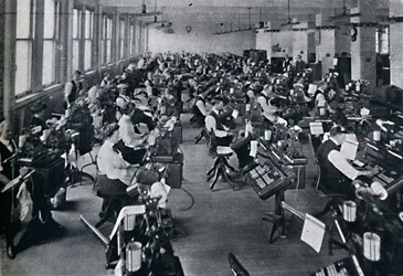 A View of the Largest Battery of Composing Machines in the World