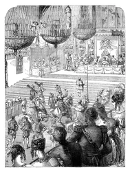 A banquet in Westminster Hall celebrating the coronation of King George IV, 1821, c. 1895