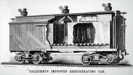 A cold storage refrigerated railroad car