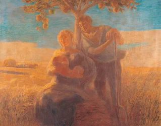 A Family Resting Under an Apple Tree During the Wheat Harvest