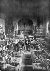 A Field Station at the Front, in the Nave of a Rural Church, World War I