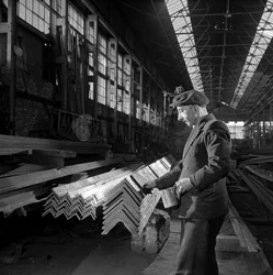 A Fitter Marks Off Girders at Whessoe Ltd