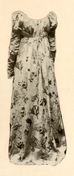 A gown of buff glazed chintz, worn by Madame Chevalier, c. 1795, 1937