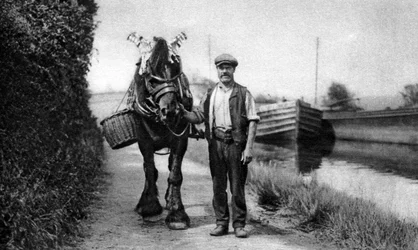 A Horse Pulling a Canal Barge