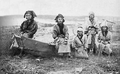 A Party of Ainu Women, Monbetsu, Hokkaido, Japan