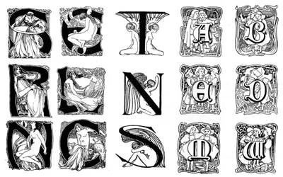 A set of decorative initial letters