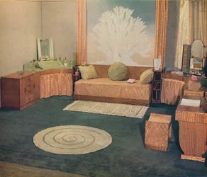 A small bedroom, arranged by Heal & Son Ltd., of London, 1935