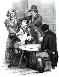A Wife Trying to Remove Her Husband from the Gaming Table