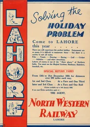 Advertisement for the North Western Railway promoting travel to Lahore, 1936