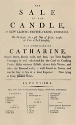 Advertisement of Sale by Candle at Lloyds, 1796