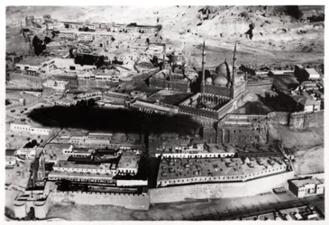 Aerial View of the Mosque of Muhammad Ali Pasha, Cairo, Egypt, from a Zeppelin