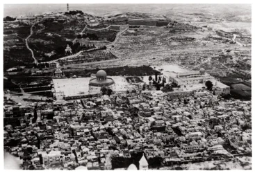Aerial view of the Mosque of Omar, Jerusalem, Palestine, from a Zeppelin, 1931-1933