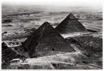 Aerial View of the Pyramids of Giza, Egypt, from a Zeppelin, 1931 1933