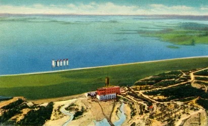 Air View of Saluda Dam showing Lake Murray, S.C.