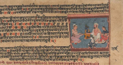 Akrura Informs Nanda and Yashoda: Page from a Dispersed Bhagavata Purana