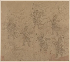 Album of Daoist and Buddhist Themes: Procession of Daoist Deities: Leaf 16, 1200s