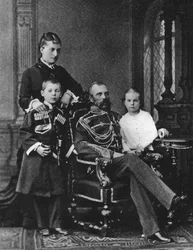 Alexander II of Russia and Princess Ekaterina Mikhailovna Yurievskaya with Children