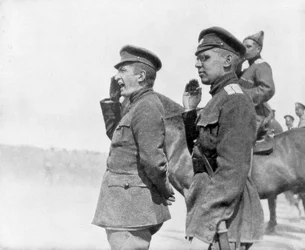 Alexander Kerensky during a review of Russian troops, First World War