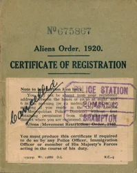 Aliens Order, Certificate of Registration